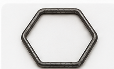 Estribo em formato hexagonal produzido em vergalhão de aço